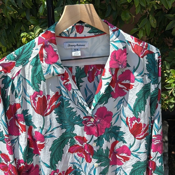 Tommy Bahama “Baroque Blooms” Blouse Silk Floral Button-Up M - Picture 13 of 14